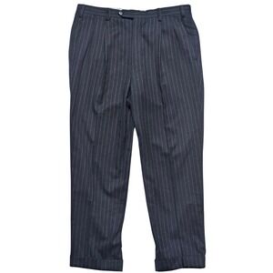 Kiton Napoli Mens Charcoal Pinstripe Pleated Dress Pants Made in Italy Size  48